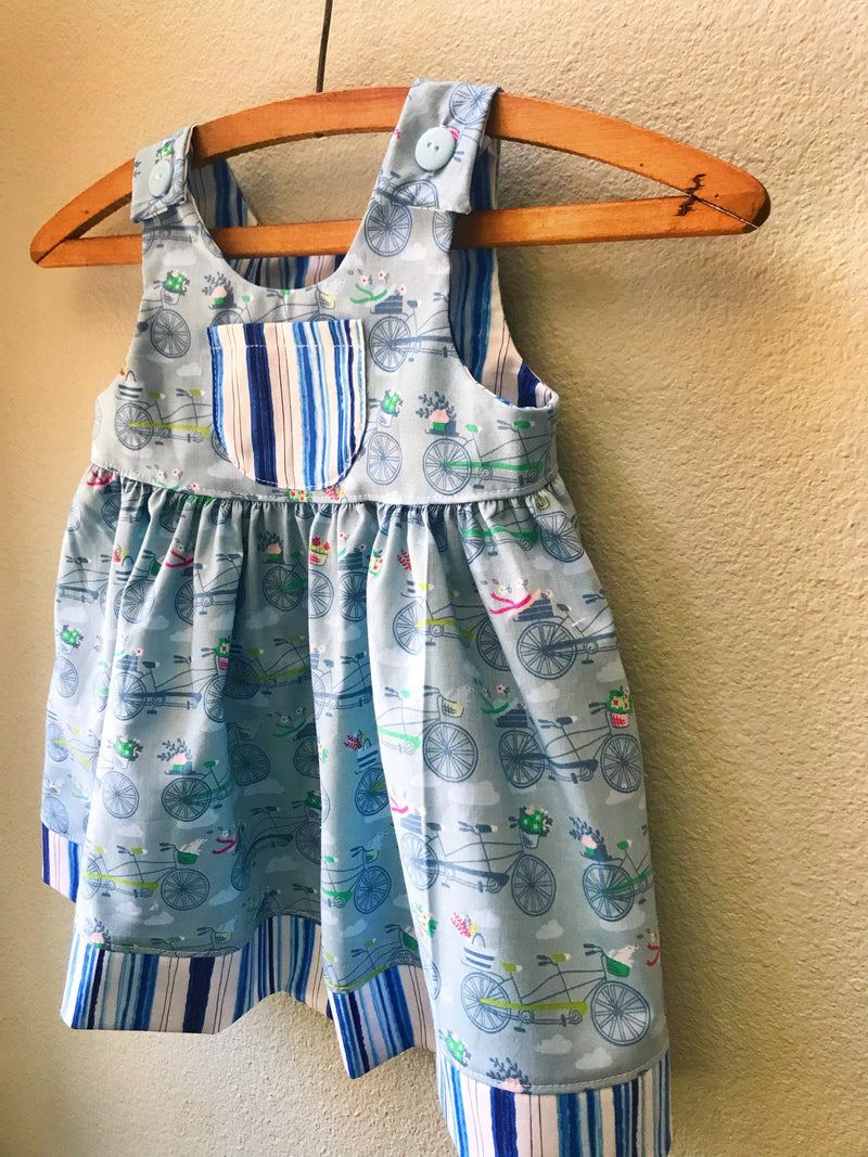 Little Girls Dress, Blue Summer Girls Dress - Cyndy Love Designs
