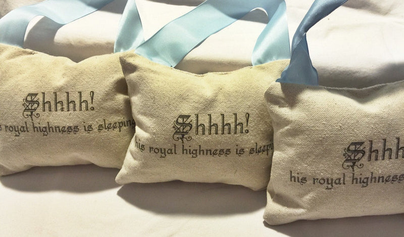Baby Boy Pillow with Crown His Royal Highness is Sleeping Baby Gift - Cyndy Love Designs