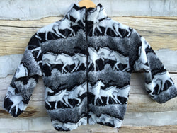 Kids Black and White Horse Fleece Zipper Jacket Kids Coat - Cyndy Love Designs