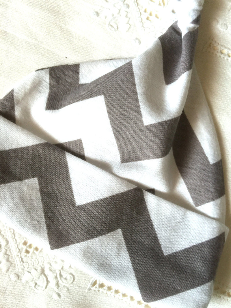 Gray and White Chevron Cotton Knit Baby Hat - Cyndy Love Designs