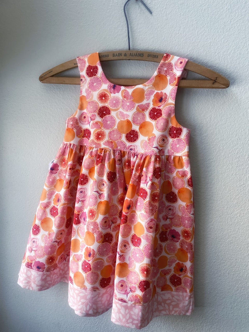 Dress, Pink Grapefruit Cotton Girls Sundress - Cyndy Love Designs