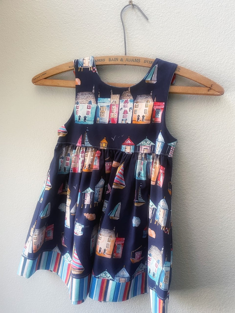 Dress, Navy Blue Beach Dress, Cotton, Summer Girls Dress - Cyndy Love Designs