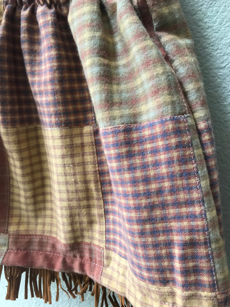 Skirt Western, Plaid, Girls Cotton Cowgirl Skirt, Suede Fringe - Cyndy Love Designs