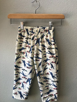 Boys Blue Flannel Pant with Airplanes and Jets, Elastic Waist - Cyndy Love Designs