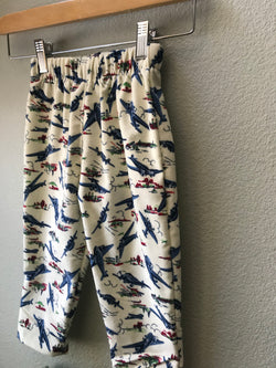 Boys Blue Flannel Pant with Airplanes and Jets, Elastic Waist - Cyndy Love Designs