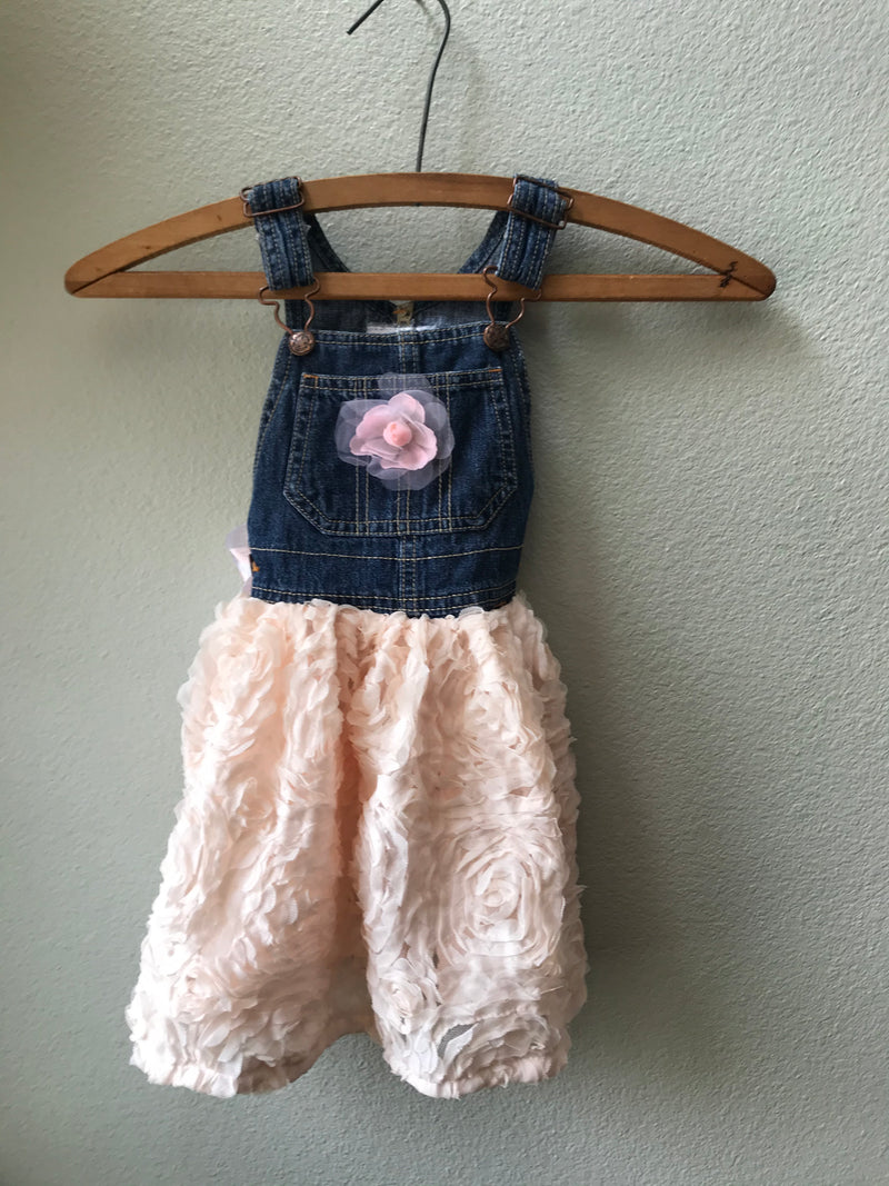 Girls Denim and Lace Overall Dress - Cyndy Love Designs