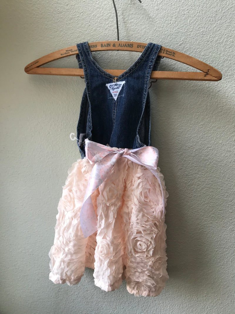 Girls Denim and Lace Overall Dress - Cyndy Love Designs