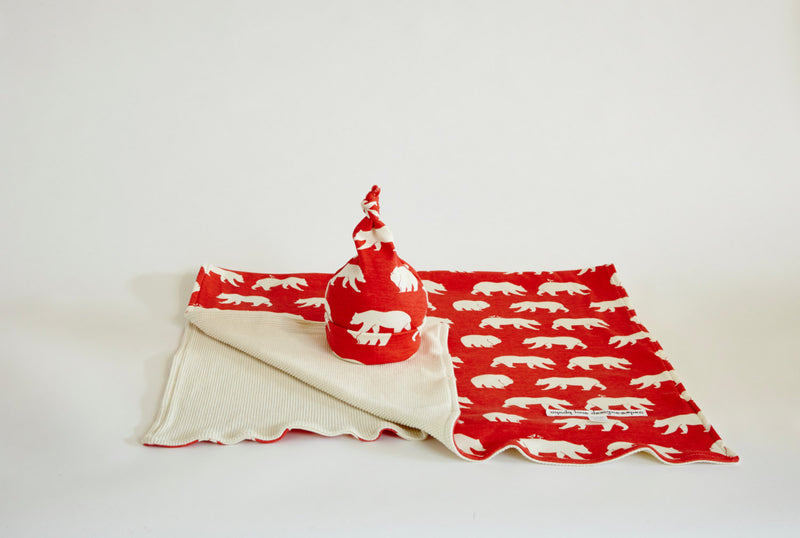 Organic Cotton Baby Blanket | Bear Print Natural Baby Blanket - Cyndy Love Designs