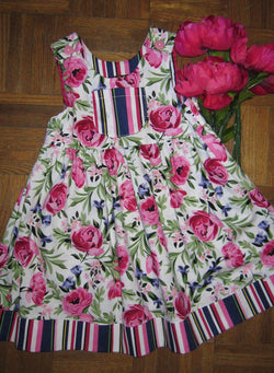 Little Girls Pink Peony Purple Floral Summer Beach Dress - Cyndy Love Designs