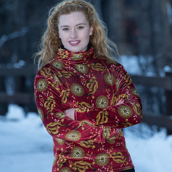 Burgundy velvet turtleneck discount