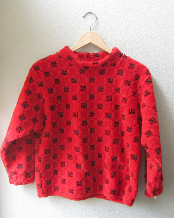 Kids Fleece Pullover Jacket Sweater Red Arrow Print Unisex Gender Neutral Soft Plush Size 8 - Cyndy Love Designs