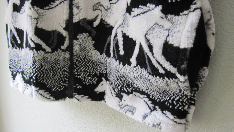 Kids Black and White Horse Fleece Zipper Vest Child Coat - Cyndy Love Designs