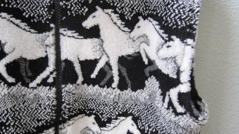 Kids Black and White Horse Fleece Zipper Vest Child Coat - Cyndy Love Designs