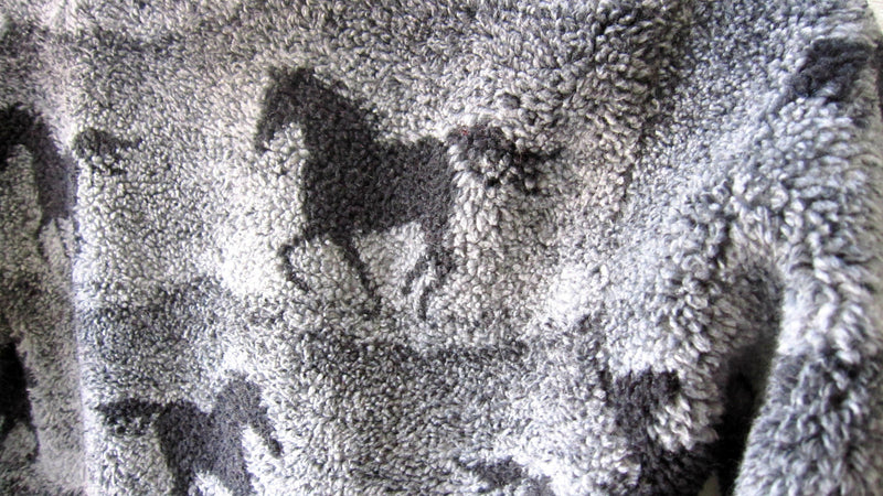 Fleece Pullover Horse Print Unisex Gender Neutral Grey Blue Running Horses Size 4  Size 5 - Cyndy Love Designs
