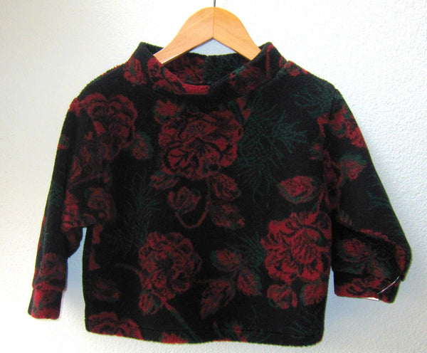 Kids Fleece Pullover Jacket Sweater Red Floral Print Little Girl Super Soft Plush - Cyndy Love Designs