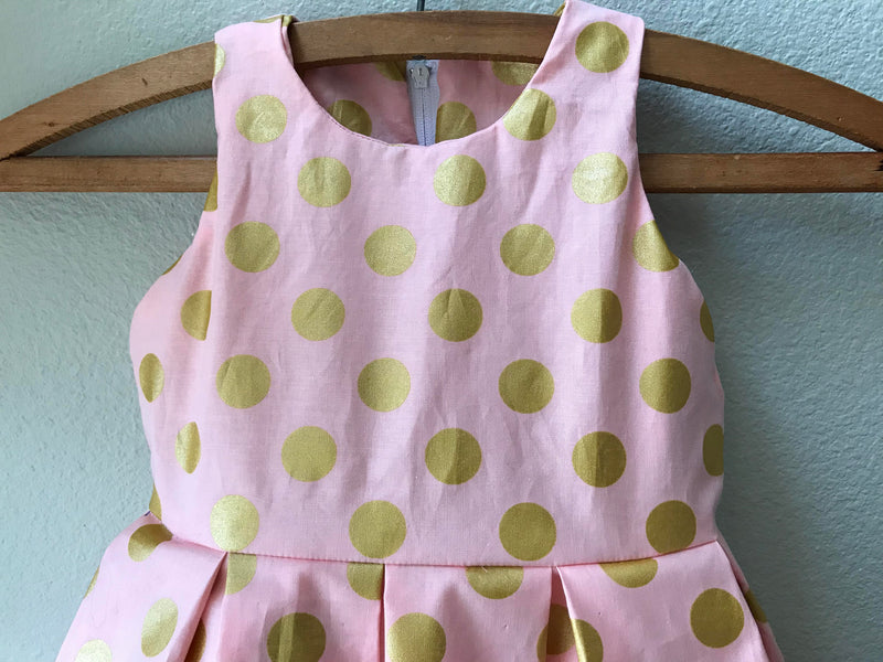 Little Girl Pink and Gold Polka Dot Special Occasion Dress - Cyndy Love Designs