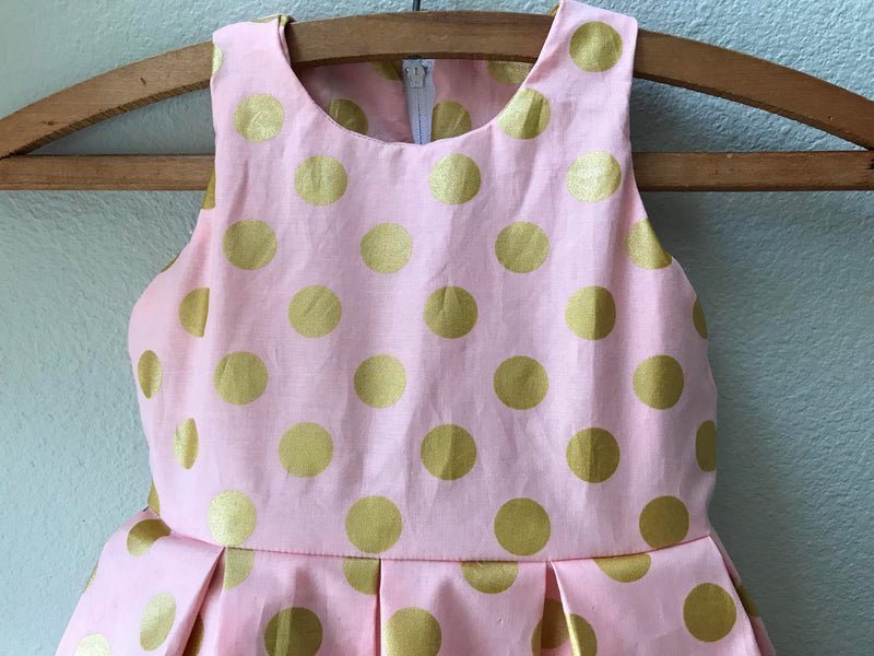Dress Pink and Gold Polka Dot Girls Special Occasion Dress 4 Dress Pink and Gold Polka Dot Girls Special Occasion Dress 4