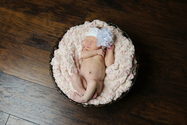 Baby Girl Pink Blanket Bedding Rosebud Print - Cyndy Love Designs
