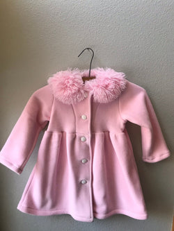 Pink Fur Trimmed Girls Coat - Cyndy Love Designs