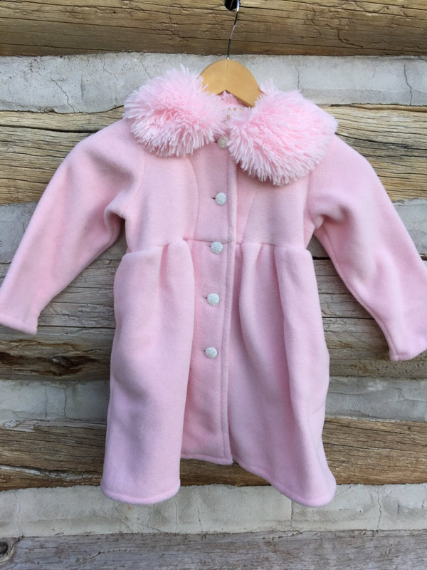 Pink Fur Trimmed Girls Coat - Cyndy Love Designs