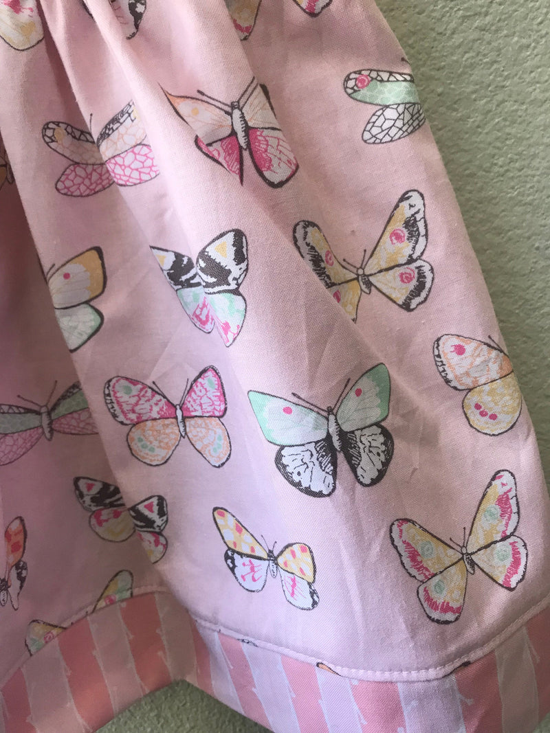 Little Girls Pink Butterfly Print Dress, Summer Girls Dress - Cyndy Love Designs