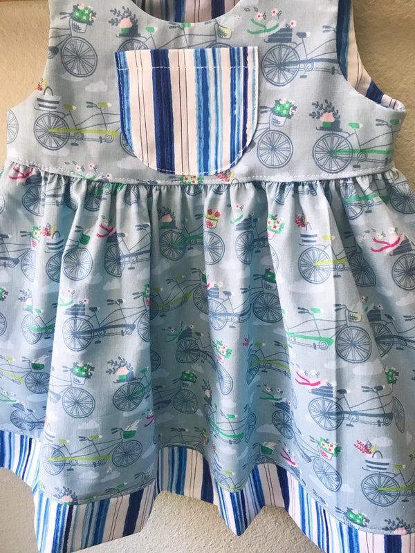 Little Girls Dress, Blue Summer Girls Dress - Cyndy Love Designs