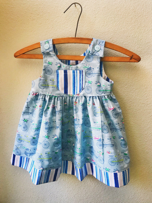 Little Girls Dress, Blue Summer Girls Dress - Cyndy Love Designs