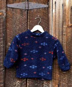 Boys Fleece Pullover Navy Tweed Berber - Cyndy Love Designs