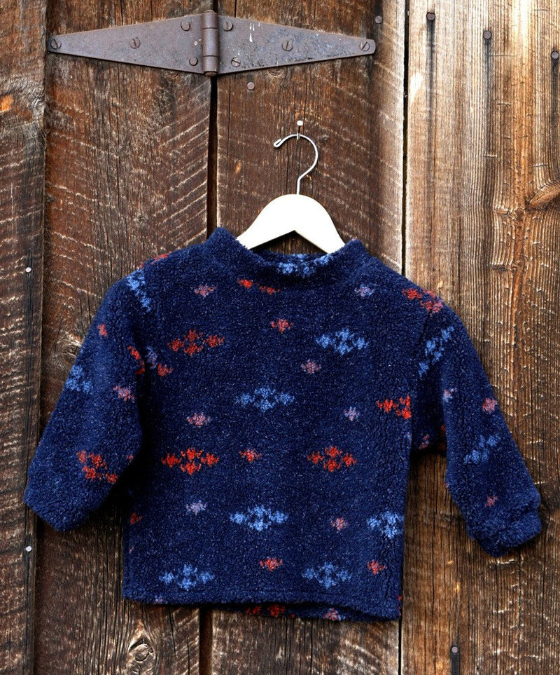 Boys Fleece Pullover Navy Tweed Berber - Cyndy Love Designs