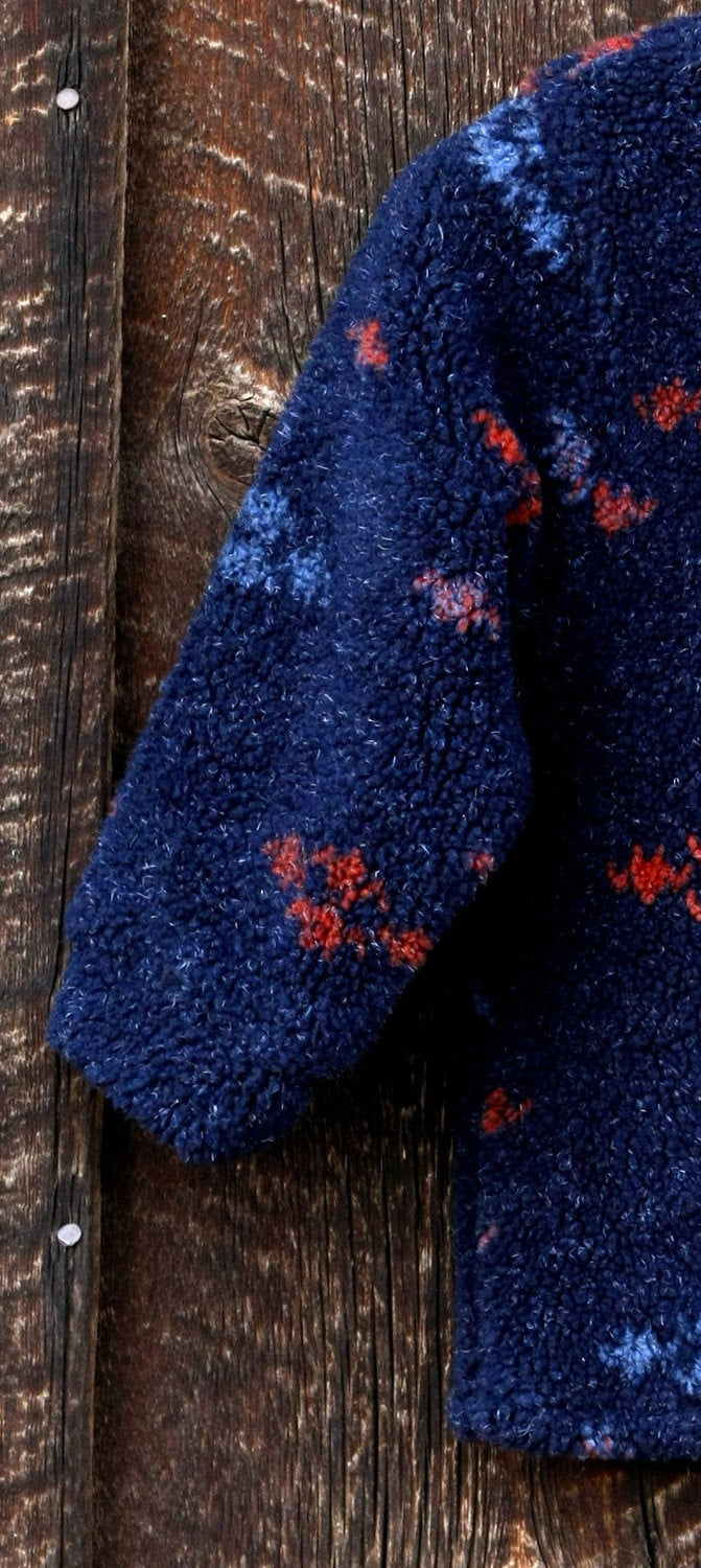 Boys Fleece Pullover Navy Tweed Berber - Cyndy Love Designs