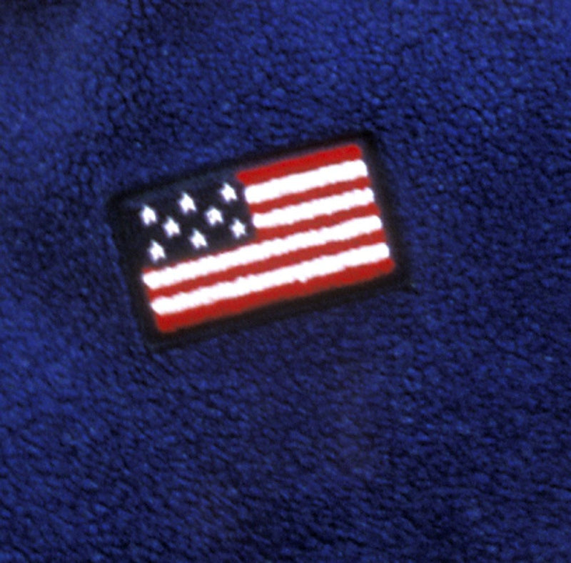 Blue Fleece Pullover w/Classic USA Flag Embroidered Applique - Cyndy Love Designs