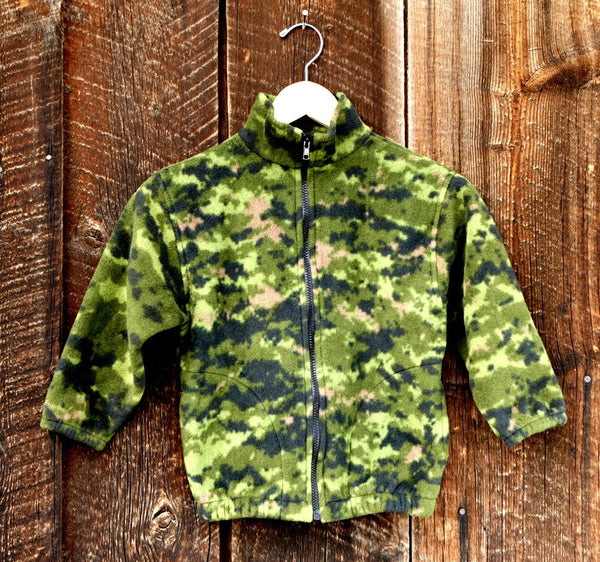 Kids Camouflage Green Fleece Zipper Jacket - Cyndy Love Designs