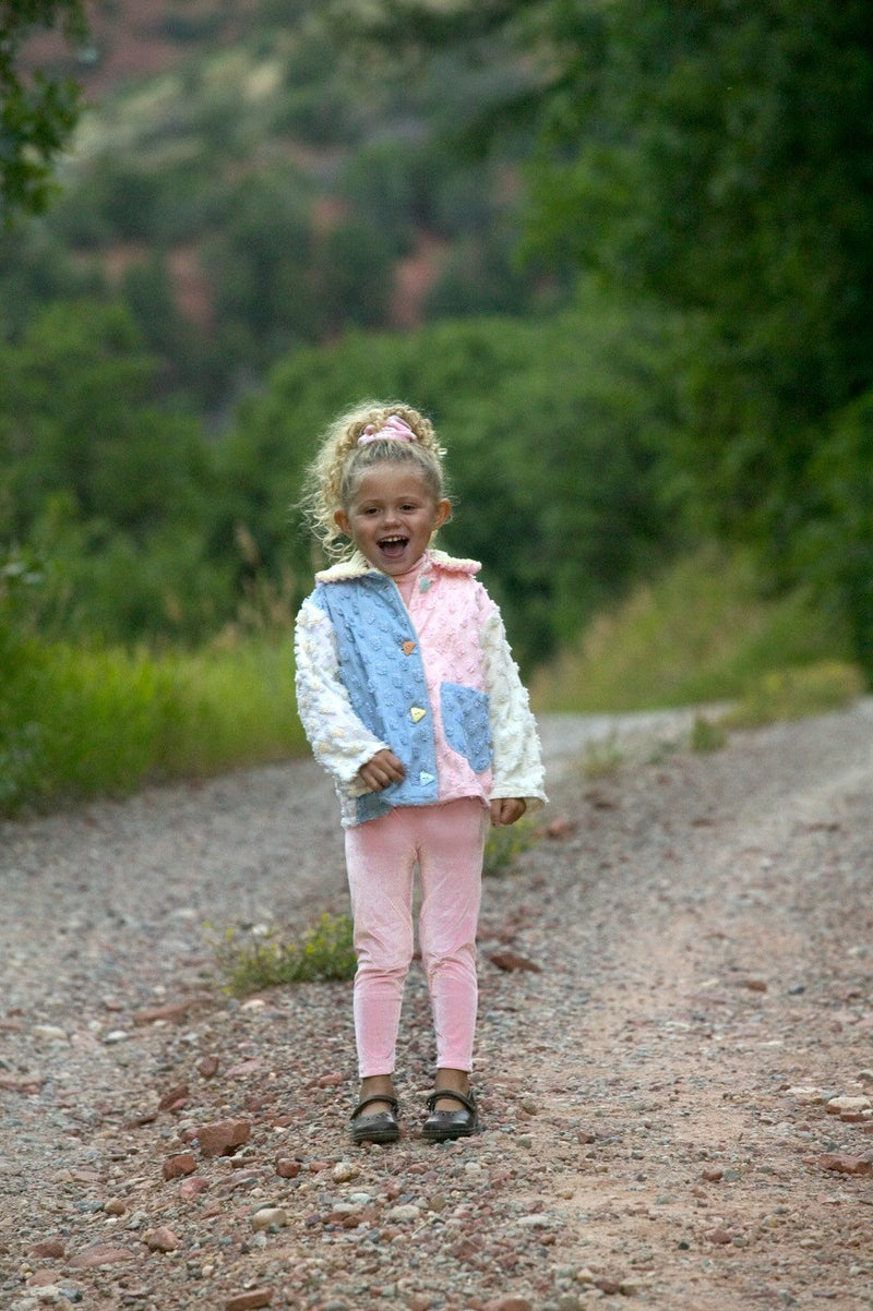 Little Girls Toddler Pastel Pink Chenille Summer Lightweight Cotton Jacket - Cyndy Love Designs