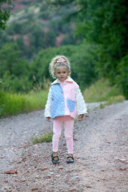 Little Girls Toddler Pastel Pink Chenille Summer Lightweight Cotton Jacket - Cyndy Love Designs