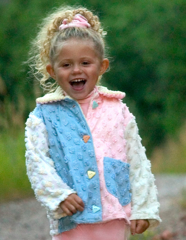 Little Girls Toddler Pastel Pink Chenille Summer Lightweight Cotton Jacket - Cyndy Love Designs