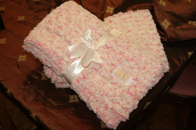 Baby Girl Pink Blanket Bedding Rosebud Print - Cyndy Love Designs