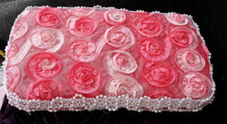 Baby Diaper Wipe Case Pink Satin Rosette Fabric - Cyndy Love Designs