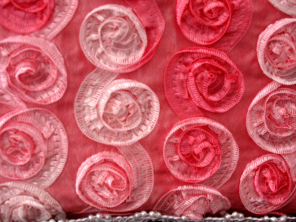 Baby Diaper Wipe Case Pink Satin Rosette Fabric - Cyndy Love Designs