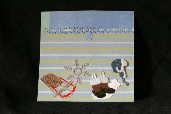 Checkbook Cover Vinyl Unique Handmade Snow and Sledding Design - Cyndy Love Designs