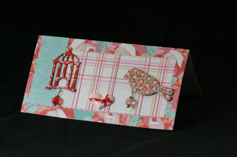 Checkbook Cover Vinyl Unique Handmade Bird Cage - Cyndy Love Designs