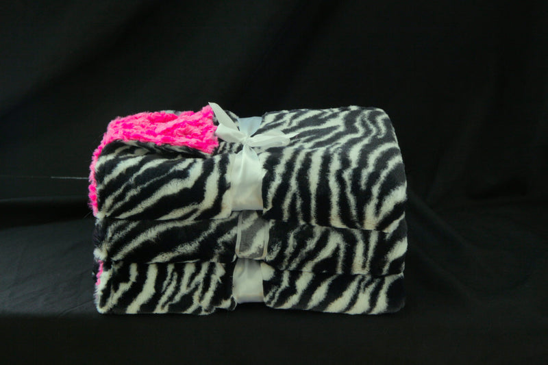 Baby Girl Baby Blanket  Zebra and Hot Pink Rosette Print - Cyndy Love Designs