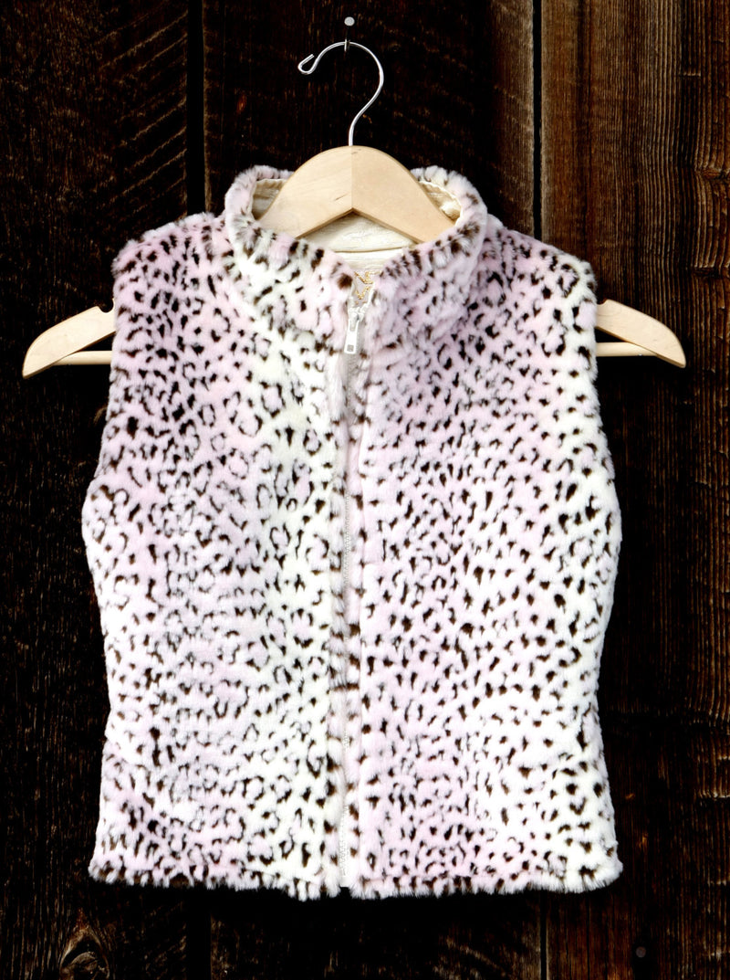 Girls Faux Fur Vest Pink and Brown Leopard Print - Cyndy Love Designs