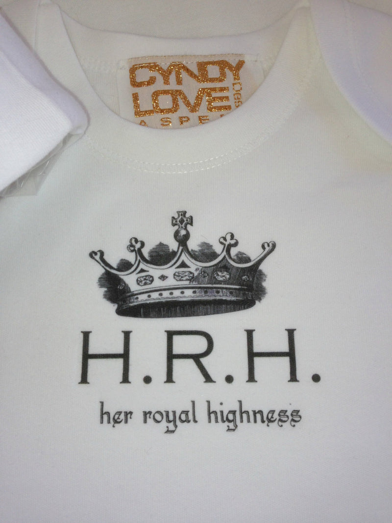 Baby Girl Bodysuit, TShirt for HRH "Her Royal Highness" - Cyndy Love Designs