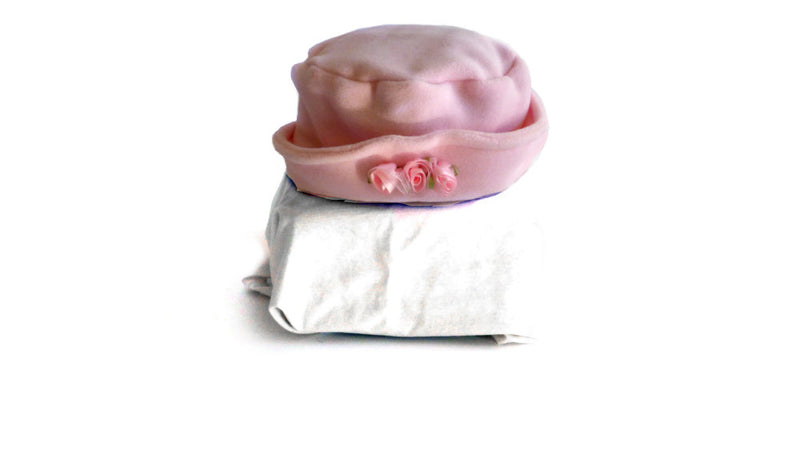 Girls Hat  Polar Fleece Pink with Pink Roses - Cyndy Love Designs