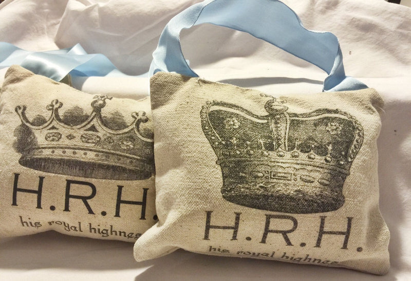Baby Boy Pillow with Crown His Royal Highness is Sleeping Baby Gift - Cyndy Love Designs