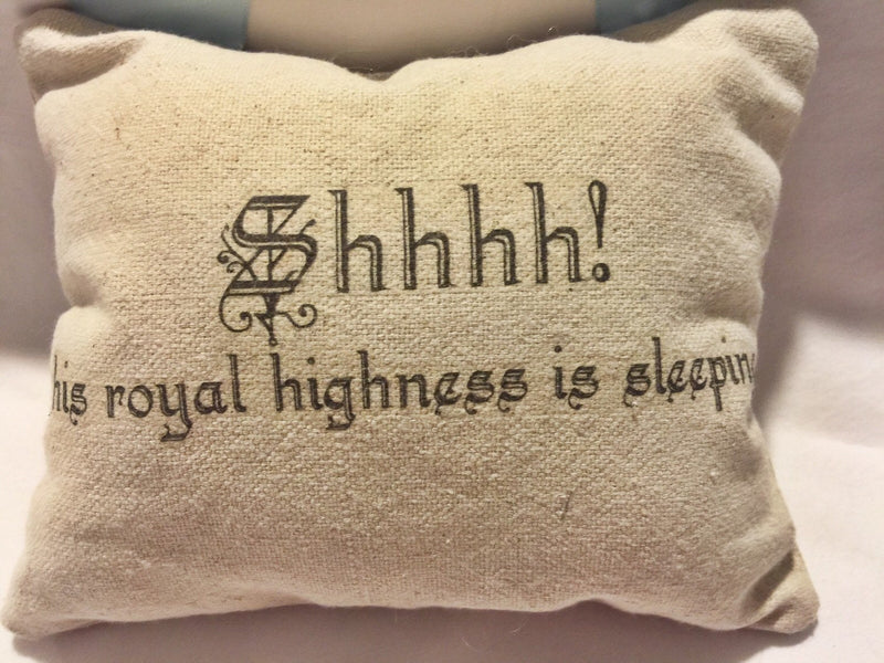 Baby Boy Pillow with Crown His Royal Highness is Sleeping Baby Gift - Cyndy Love Designs