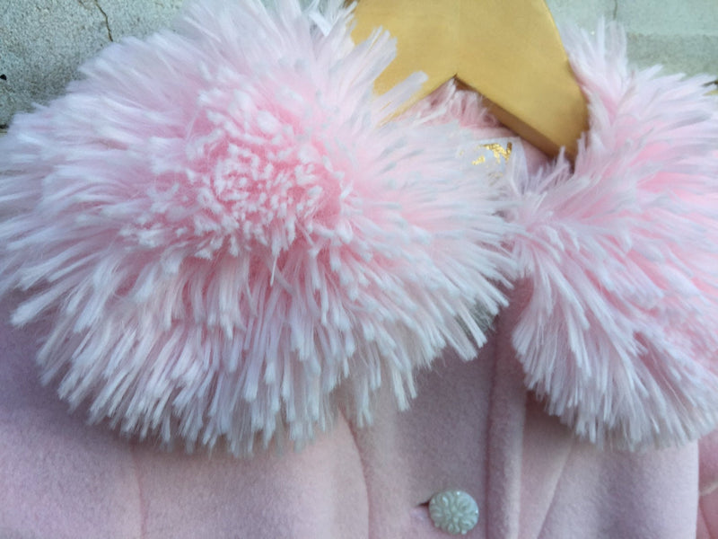 Pink Fur Trimmed Girls Coat - Cyndy Love Designs