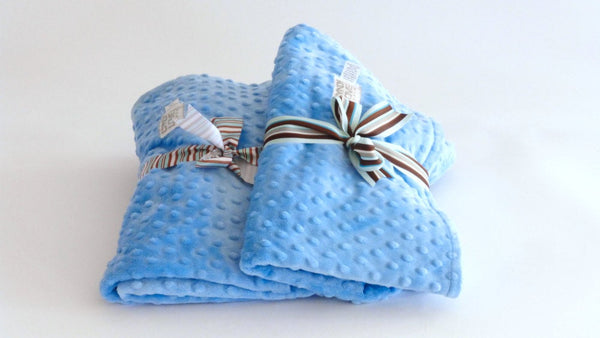 Baby Boy Blanket Blue Minky Dot - Cyndy Love Designs