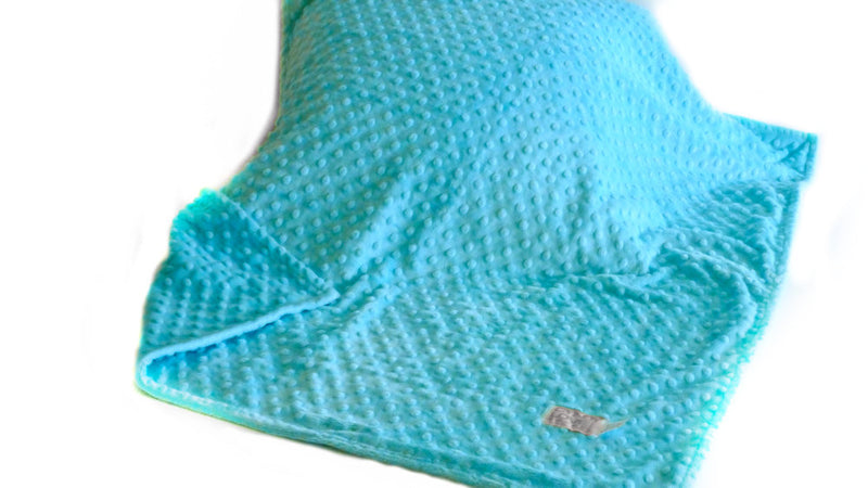 Baby Blanket Turquoise Blue Minky Dot Unisex - Cyndy Love Designs