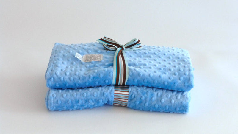 Baby Boy Blanket Blue Minky Dot - Cyndy Love Designs
